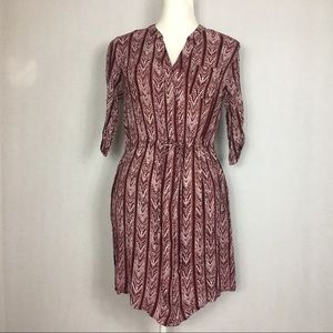 Burgundy Crepe Dress Adjustable Waist Medi…